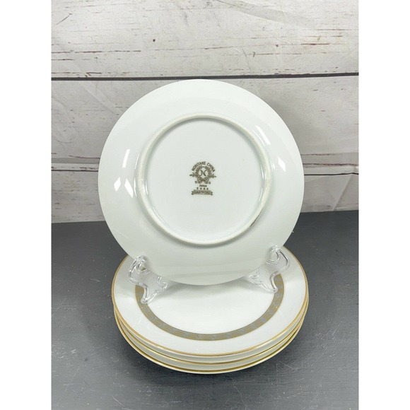 Noritake China Japan Hartford White Grey Gold Trim 6-1/2" Bread Plates Set Of 4 - Picture 6 of 7